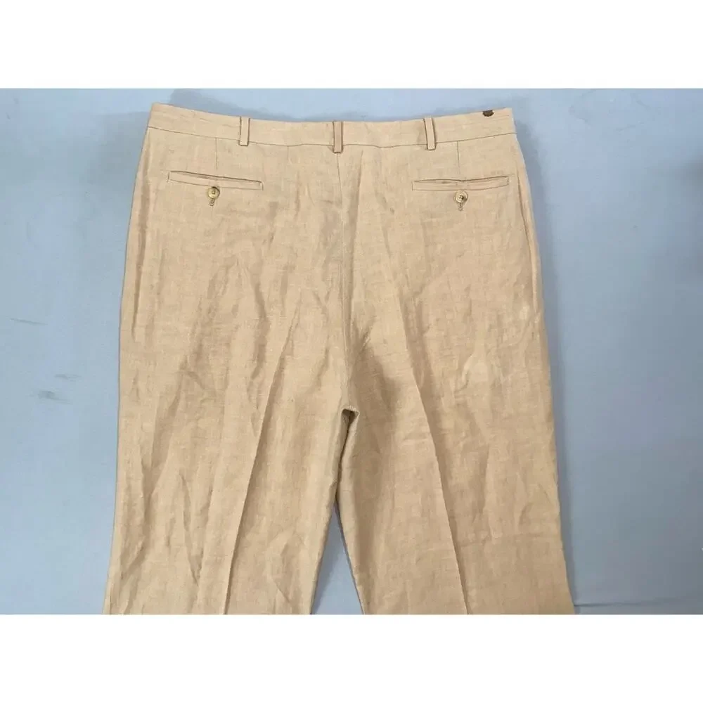 Ralph Lauren Italy Purple Label Men's Pleated 100% Linen Dress Pants. 38X31.5